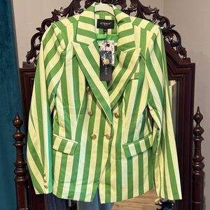Green Striped Women's Blazer